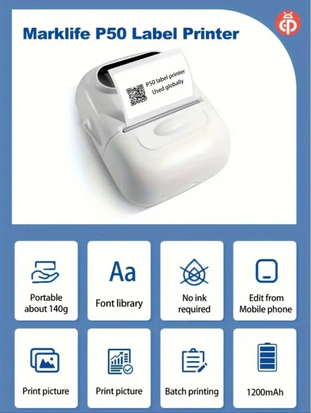 MARK LIFE White Thermal Label Printer Kit, With Labels, Sealed, NEW